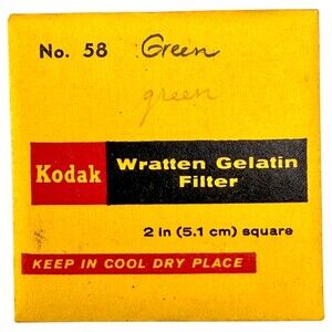 Kodak Wratten Gelatin Filter 51 mm / 2” #58 Green NOS Sealed w/writing on pkg